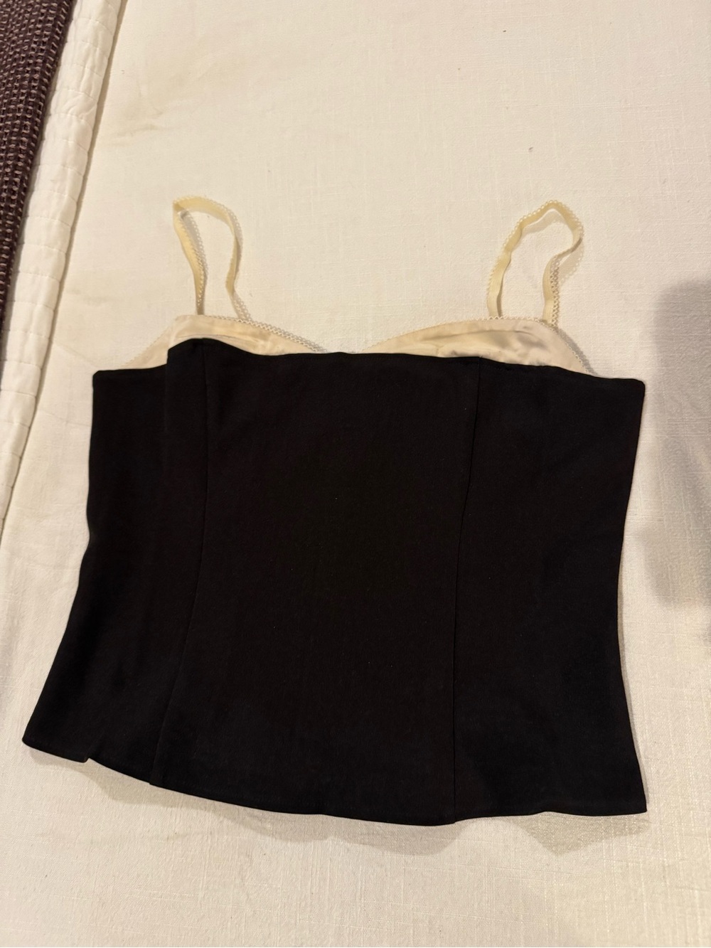 Black Bustier Cami Top with Cream Trim